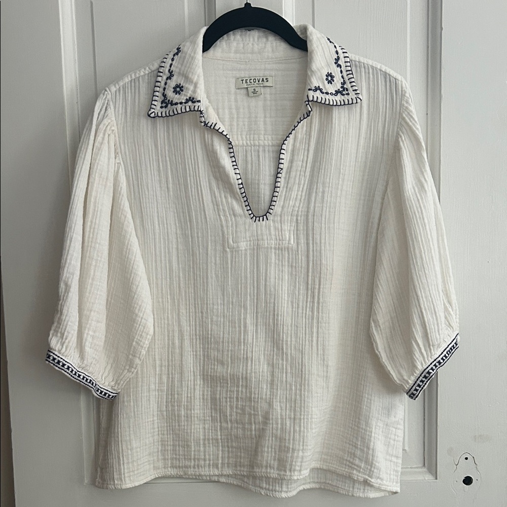 Tecovas Embroidered Gauze Blouse